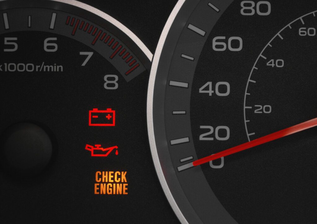 limp mode check engine warning light on