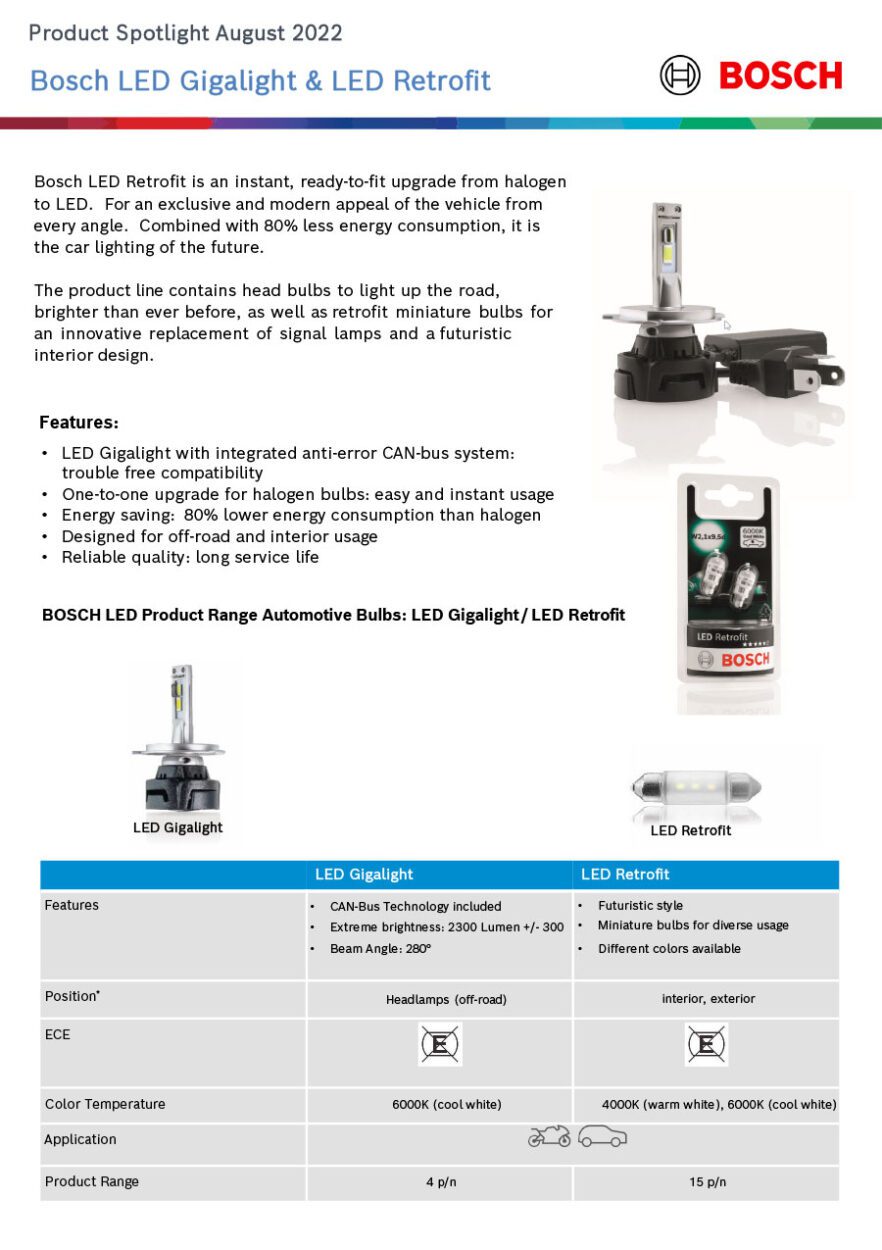 Bosch LED Gigalight 1 Shine Brighter with Bosch LED Gigalight – #1 in Ultra-Powerful Illumination at e-CAR!