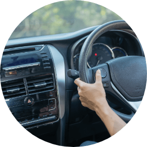 confident beautiful rear view attractive young woman casual wear looking her shoulder while driving car girl holding hand wheel handle car safety concept