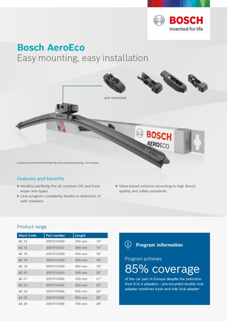 bosch aeroeco wipers e car